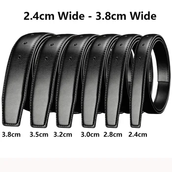 Ceinture en cuir véritable pour homme, ceinture en cuir de vachette noir, corps sans strucstrap, broche, largeur 2.4 cm, 2.8 cm, 3.0 cm, 3.2 cm, 3.5 cm