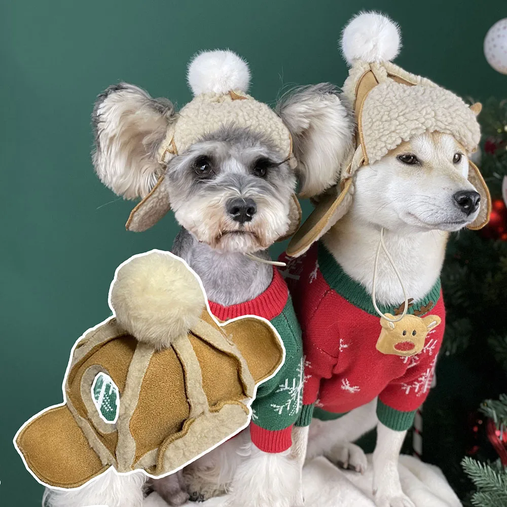 

Dogs Plush Hat Winter Warm Hat Puppy Teddy Costume Christmas Clothes Santa Dog Costumes Cap Chihuahua Chapeu Para Cachorro
