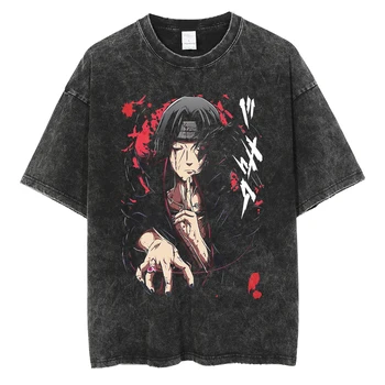 Hip Hop Vintage T-shirt Men Streetwear Harajuku Japanese Anime Naruto Print T-shirt Summer Fashion Short Sleeve Cotton T-Shirt 1