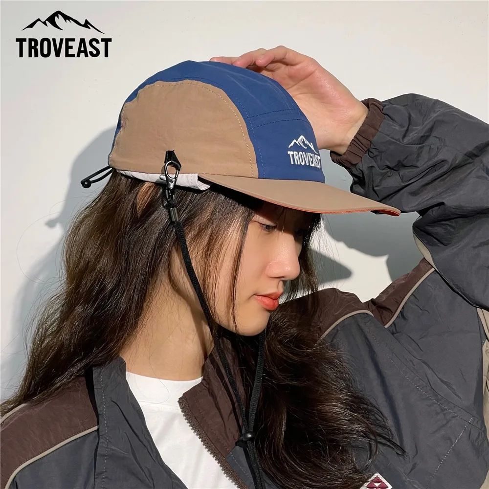 Crossbody Colorblocking Five Piece Baseball Cap Quick Dry Shawl Hiking Mountaineering Shade Cap Drawstring Camping Hat