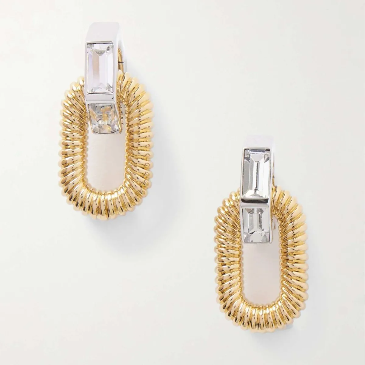 Punk Hiphop Twisted Chunky U Shape Hoop Earirngs Inlaid with White Zircon Geometric Ear Buckles Vintage Stainless Steel Jewelry