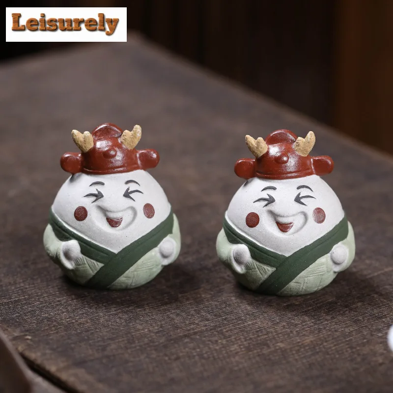 Yixing Zisha Zongzi Human Dragon And Phoenix Tea Pet Elegant Fish Tank Landscaping Tea Figurine Play Toys Tea Statue Ornaments