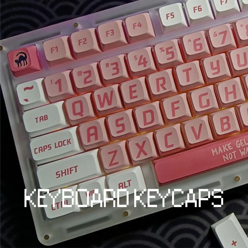Chaves Rosa Amor Pbt Keycaps Bonito Gato Xda Perfil Keycaps para Teclado Mecânico Personalização Sublimação Keycap 123