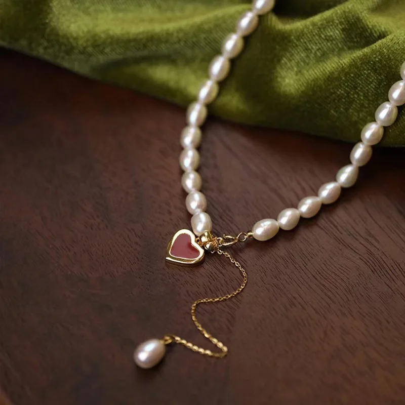 100% Natural Freshwater Pearl Romantic Love Heart Female Jewelry Set For Women Necklace Bracelet Birthday Gifts No Fade Cheap 2