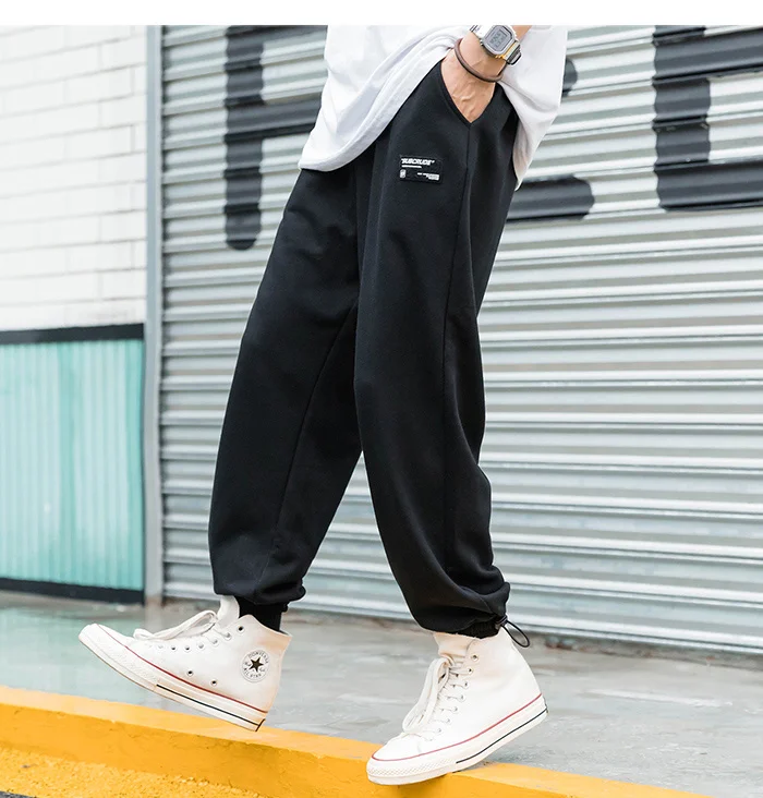 harem sweatpants Hop Hip Harem Pants Streetwear Pure Color Labeled Sweat Pants Sweatpants 2022 Sprng Harajuku Oversize Loose Joggers Men Trousers black harem trousers