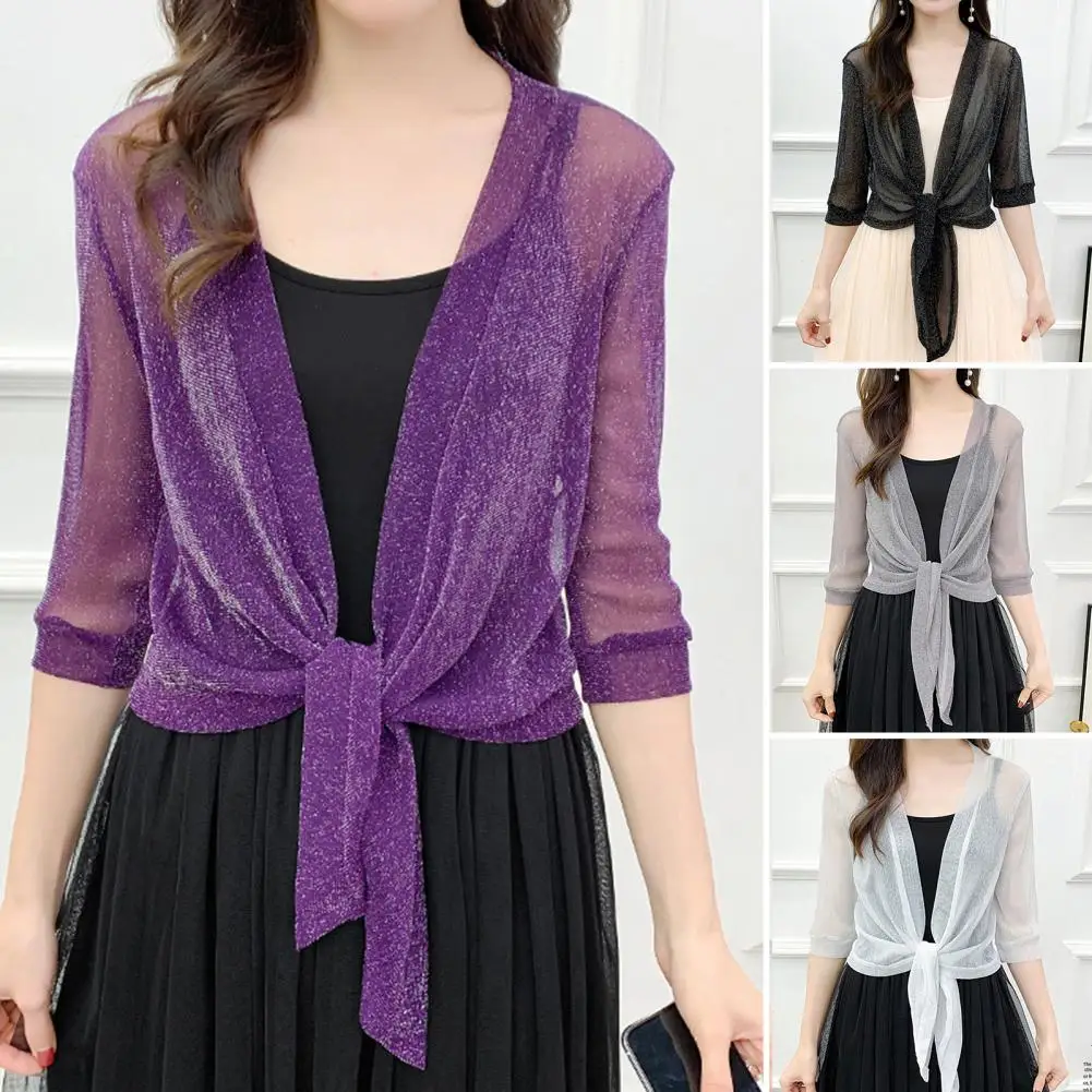 

Trendy Sunscreen Coat Solid Color Skin-Touch Short Jacket Ladies Sexy Thin Sunscreen Short Jacket