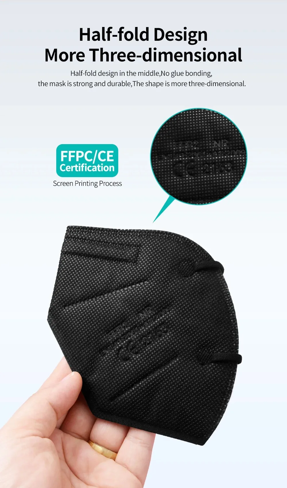 Boîte contenant 200 masques FFP2 FFP3, étiquetée, prête pour expédition, protection respiratoire en grande quantité.