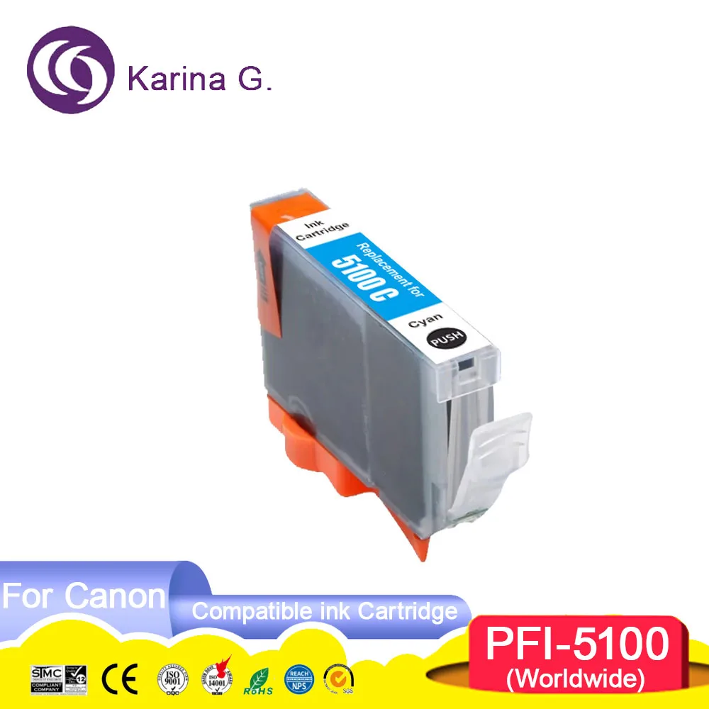 PFI 5100 PFI5100 PFI-5100 Premium Color Compatible Inkjet Ink Cartridge for ima
