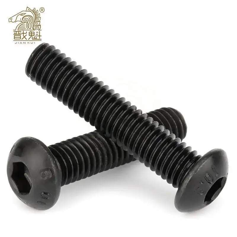 Hex Screw 10-50pcs/lot ISO7380 M2 M2.5 M3 M4 M5 M6 M8 Black Button Head Hex Socket Cap Screw Hexagon Socket Round Head Screws