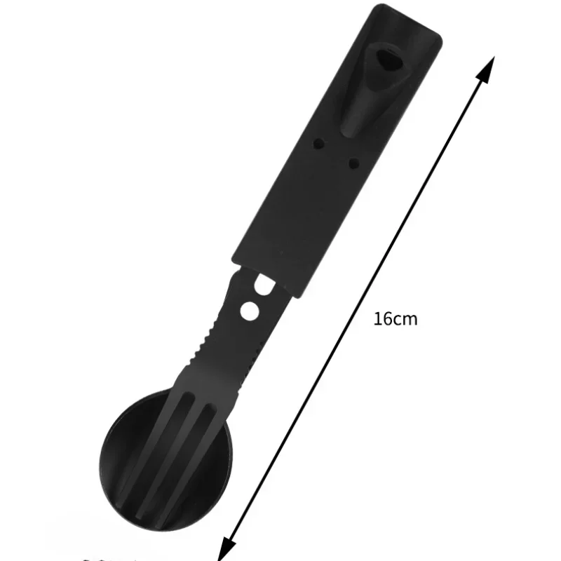 Outdoor Set Multi functional Camping Knives Tableware Wind Combination Stainless Steel with Whistle Spoon Fork