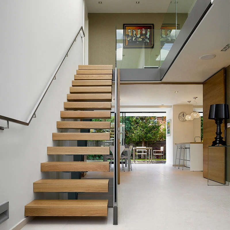 Straight-Staircase-Steel-wood-Integral-Straight-Staircase-Modern-Simple ...