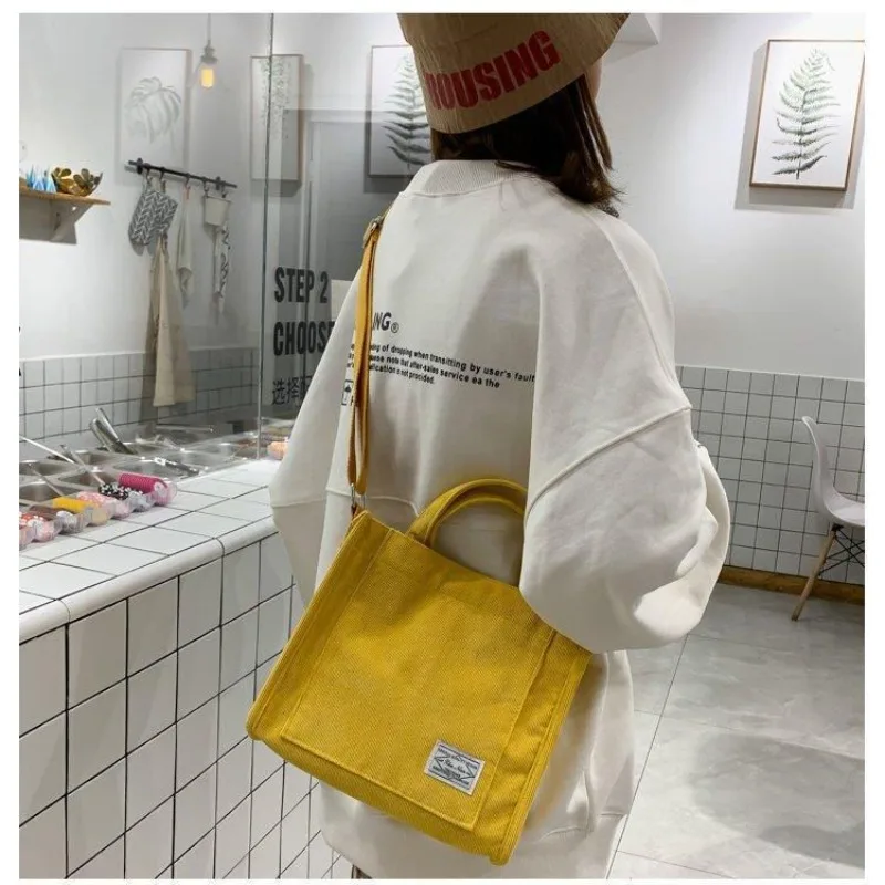 

Tote Shoulder Bag Pocket Solid Color Large Capacity Corduroy New Small Square Bag Handbag Messenger Bag Leisure Trend Versatile