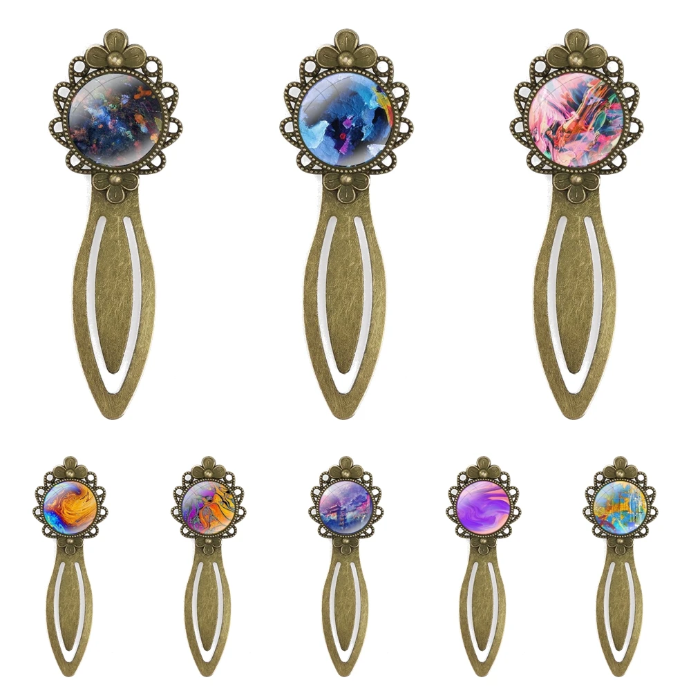 

Абстрактная масляная живопись, летние креативные металлические закладки для книг, подарок для друзей, канцелярские принадлежности для школы и офиса, милый модный подарок