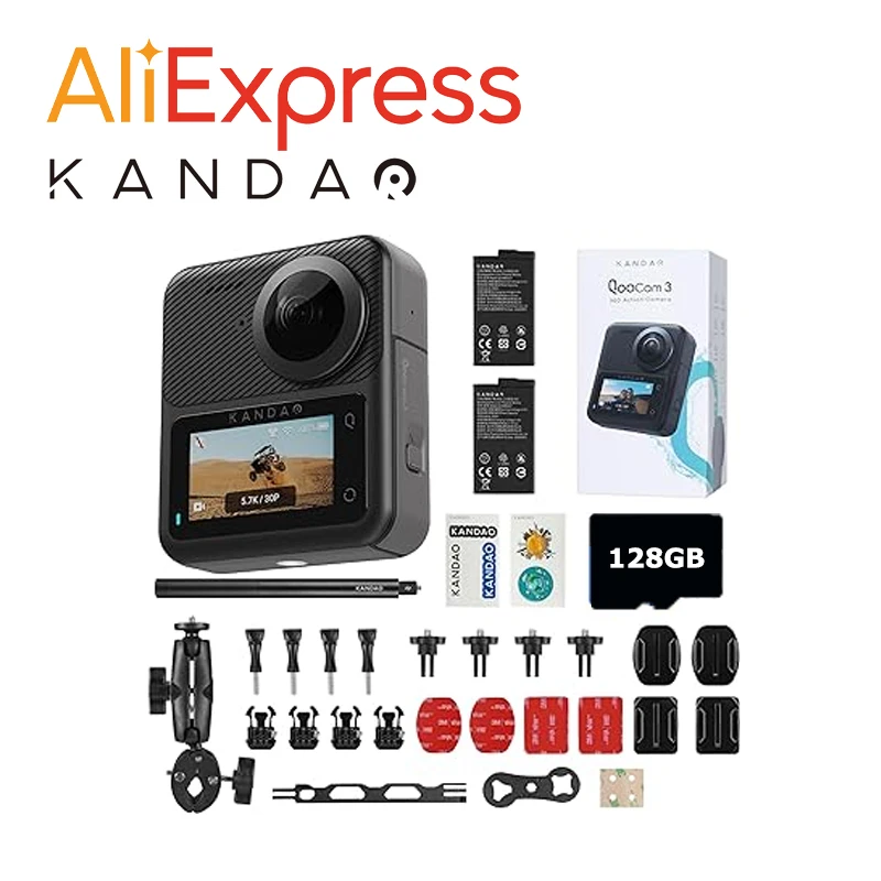 Комбинированный мотоцикл KanDao QooCam 3, двойные датчики 1/1, 55 дюймов, 5,7 K, 30 кадров в секунду, панорамное фото 62 МП, стабилизация, превосходная ночная съемка