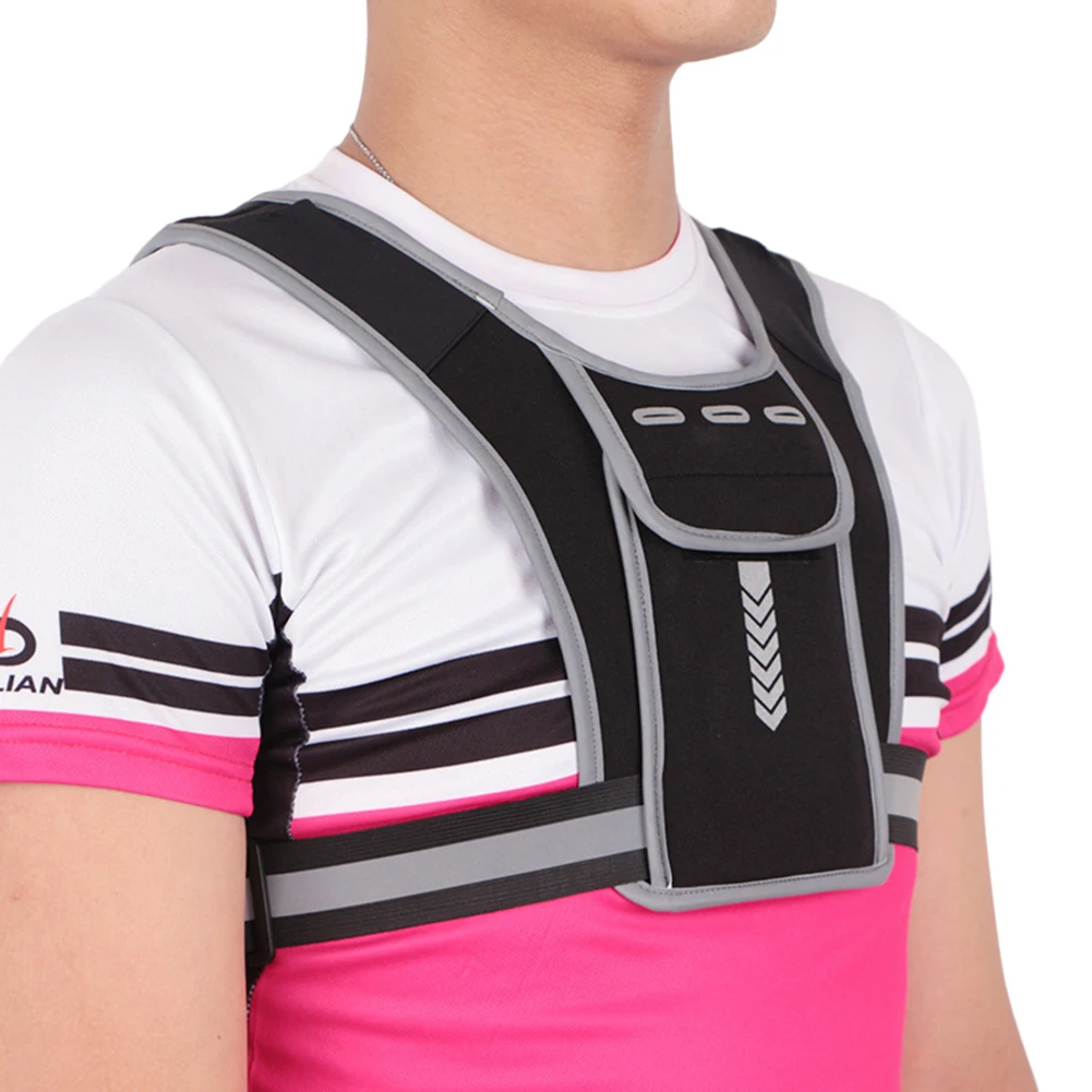 Water Bottle Bag Reflective Sports Phone Chest Pack Multifunctional Riding Package Lightweight for Outdoor Running Riding Hiking
