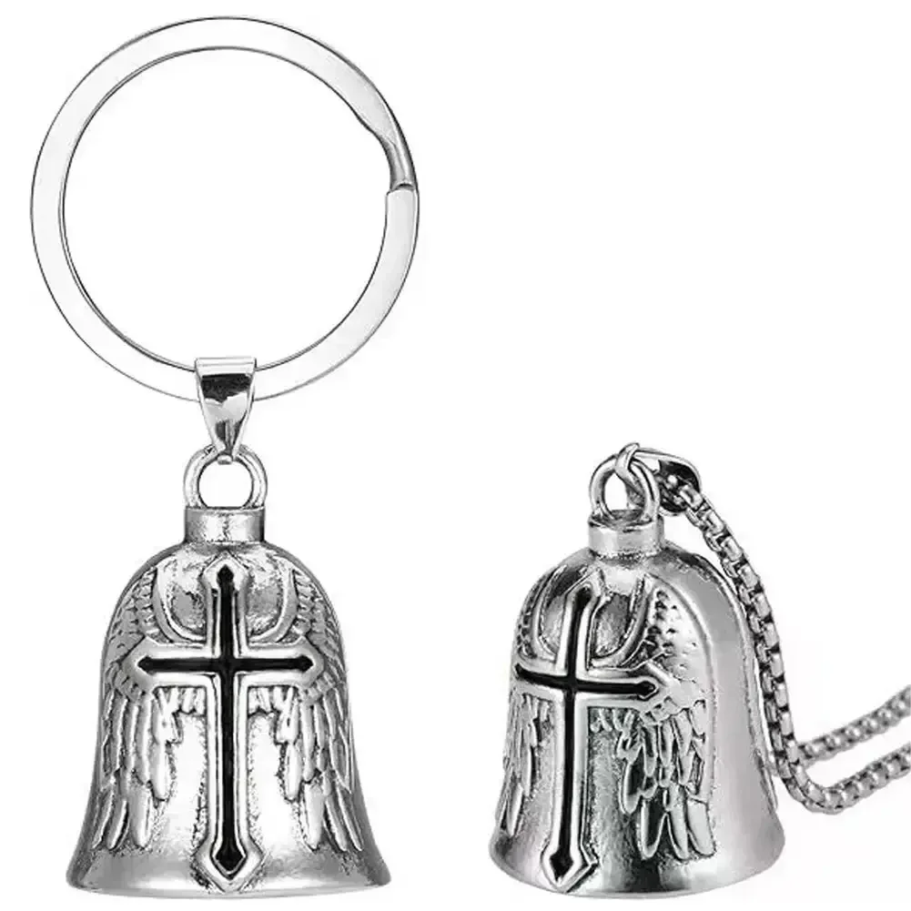 Red Zinc Alloy Guardian Angel Wings Motorcycle Keychain