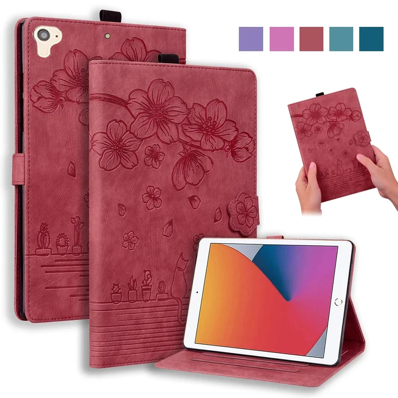 Embossed Flower Wallet Tablet Case