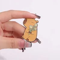 Cute Capybara Enamel Pins Cartoon Animal  Metal Brooches Shirt Backpack Lapel Badge Jewelry Gift for Kids Friends 4