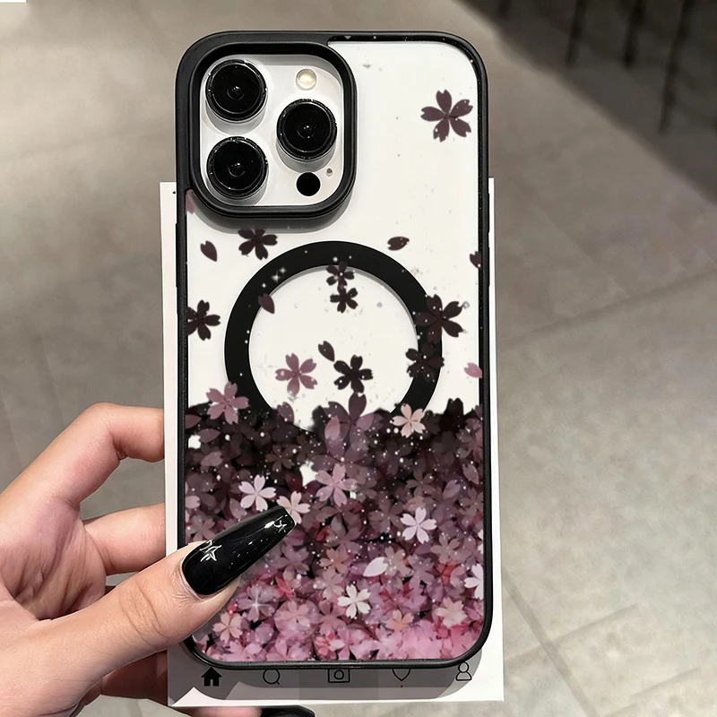 Elegant Cherry Blossom Phone Case with MagSafe Compatibility