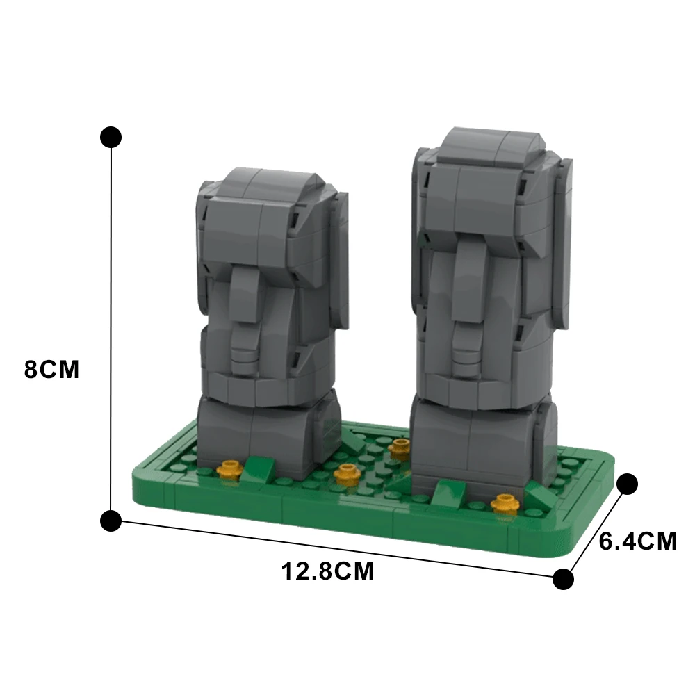 MOC posąg wyspy wielkanocnej Model cegieł Moai, słynna na całym świecie architektura, klocki do budowy zabawka dla dzieci prezent urodzinowy