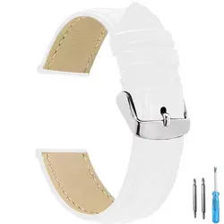 Premium Universal Leather Watch Strap for Men and Women - Elegant Replacement Watchband (White - S)