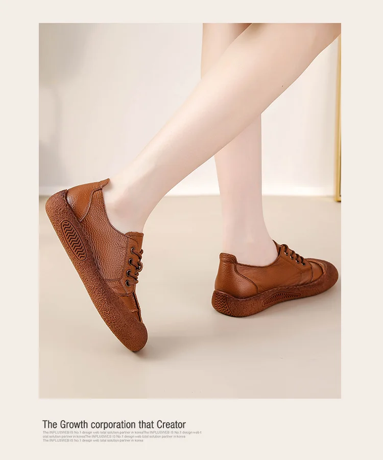 Neue Retro Anti Kollision Oxfords Wohnungen frauen Aus Echtem Leder Wanderschuhe Frau Geschnürt Nicht Slip Weiche Casual Mokassins Krankenschwester – Detail 4