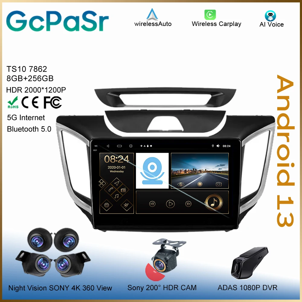 

Android для Hyundai Creta IX25 2015 - 2019 головное устройство Bluetooth Монитор 7862 No 2din Carplay радио навигация плеер Авто экран