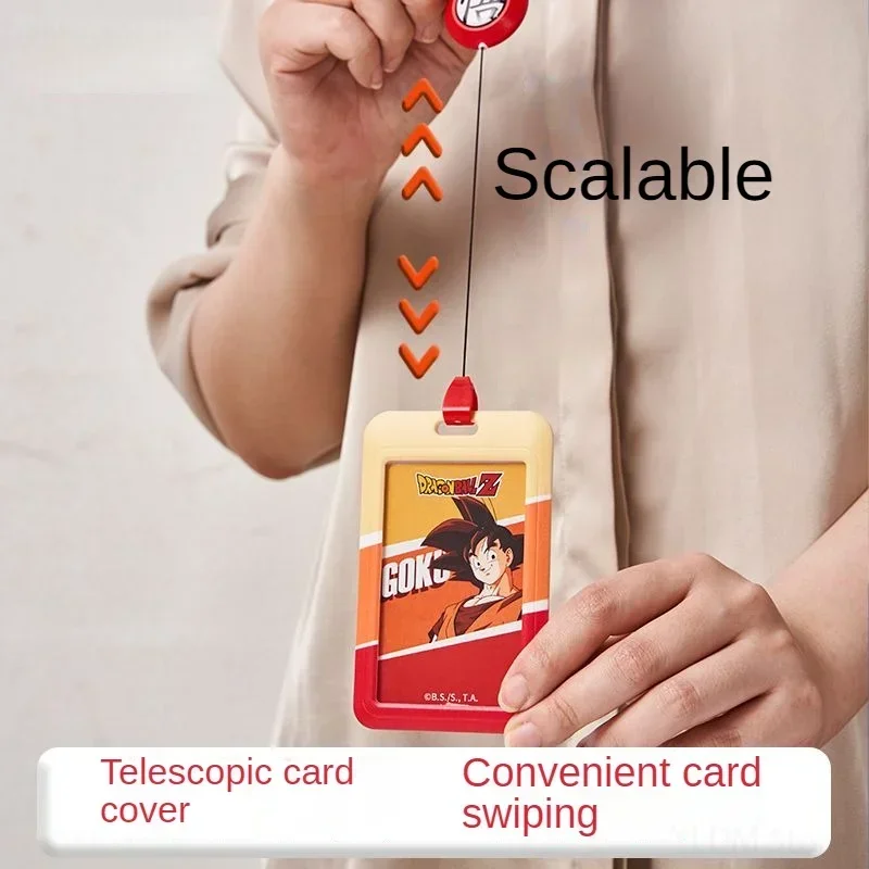드래곤 볼 Goku 개폐식 ABS 플라스틱 배지 홀더 이름 카드 사무용품 야외 매는 밧줄 카드 홀더 장난감 생일 선물
