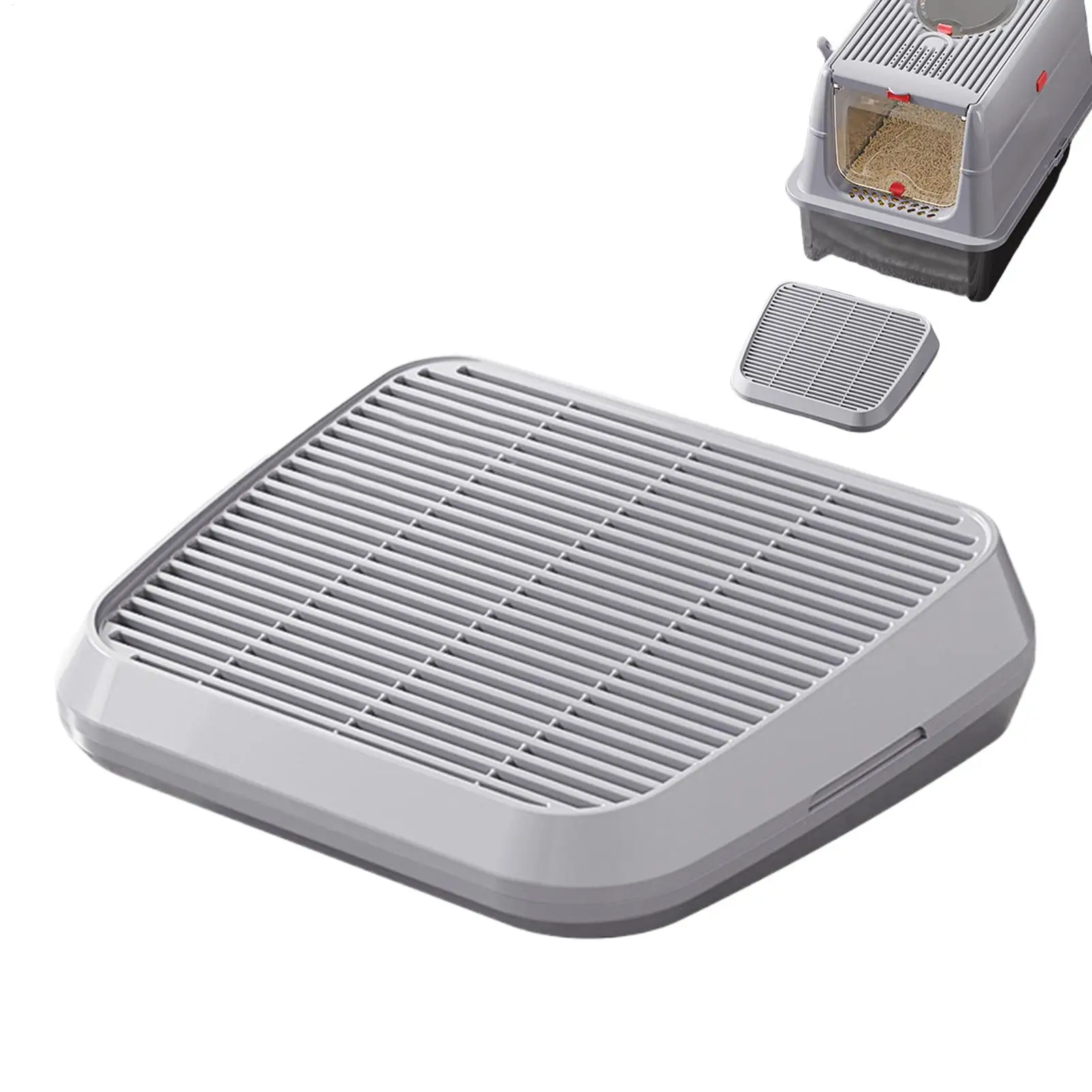 Cat litter box step ramp with anti-tracking litter catcher filter mat and non-slip design for easy cleaning