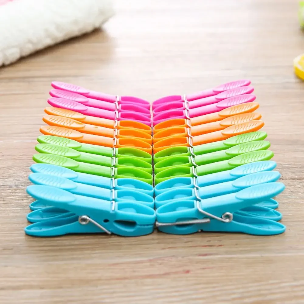 Plastic Clothespin Sun Clothes Small Clip Travel Plastic Clip Drying Clothespin Fixed Clothes Windproof 24Pcs