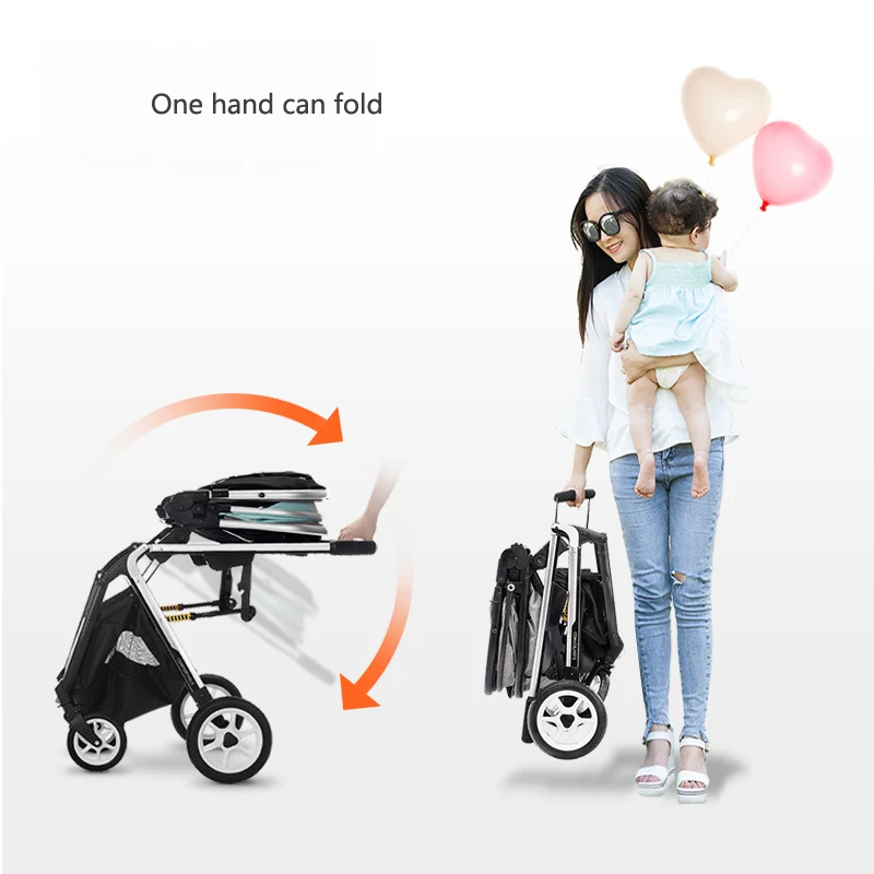 New Baby Stroller Cute Cartoon Dinosaur Baby Cariage High Landscape Foldable Stroller Bassinet Puchair Carry on Pram
