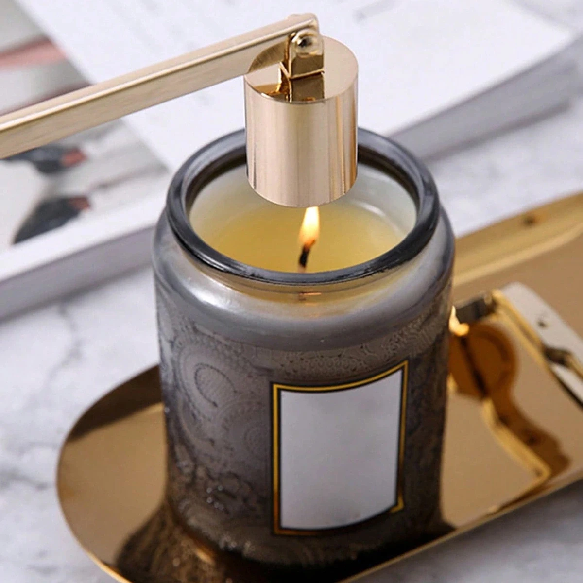 1pc-Round Shape Stainless Steel Candle Desk Home Tool Oil Lamp Cutter Flame Snuffer Wick Trimmer Put Out Fire On Bell Dipper