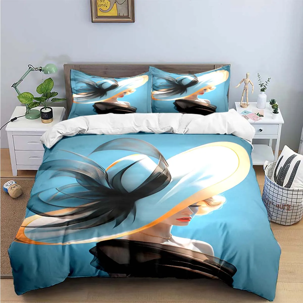 Fashion New Woman-Sexy Black and White Print Bedding Sets Bed Supplies Set Duvet Cover Bed Comforter Set Bedding Set Luxury Gift 5