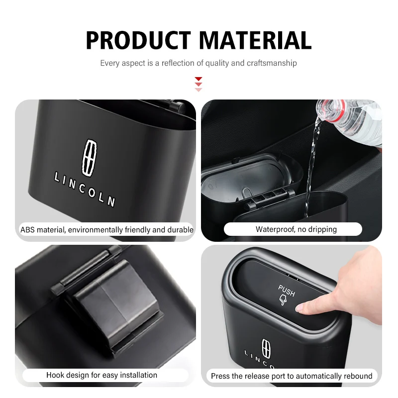 Car Trash Can Portable Waterproof Garbage Box Accessories For Lincoln Navigator MKZ MKX MKC MKT Continental Nautilus