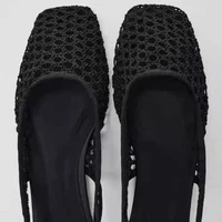 Tissage maille respirant Mules sandales pour femmes été nouveau Slingback chaussures de plage décontracté bout carré mode ballerines dames 6