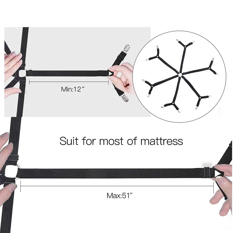 6 Sides Bed Sheet Clips Mattress Suspender Straps Bed Cover Holder Grippers