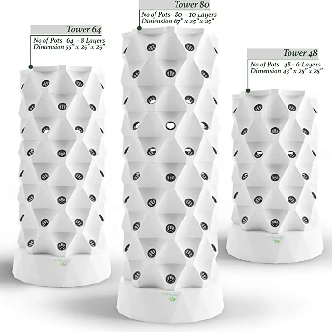 

80 Pots Hydroponics Tower Set Pineapple Tower Aeroponics Growing Kit for Indoor &Outdoor plants