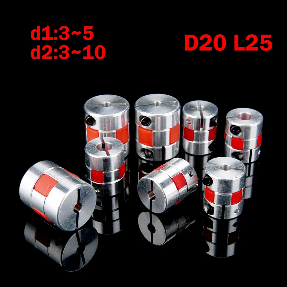 BW D20L25 series1PCS Flexible plum clamp coupler D20 L25 shaft size CNC Jaw shaft coupling 3/4/5/6/8/10mm D20L25