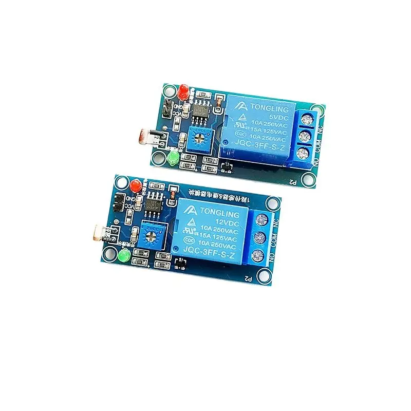 

Photosensitive resistor plus relay light detection 5V/12V