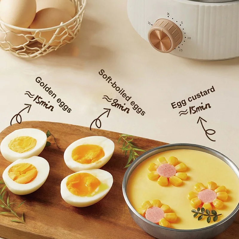 350W Egg Cooker Multifunctional Breakfast Machine Auto Power Off Double-layer Food Steamer 304 Stainless Steel Timed Egg Steamer 3