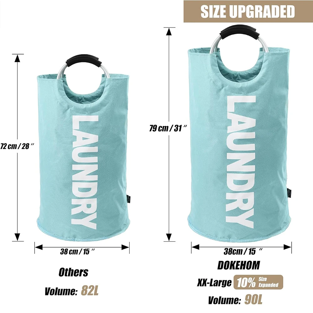 90L-Large Laundry Basket Collapsible Fabric Hamper Tall Dorm Laundry Bag Portable Washing Bin Dirty Clothes Basket for Storage 3