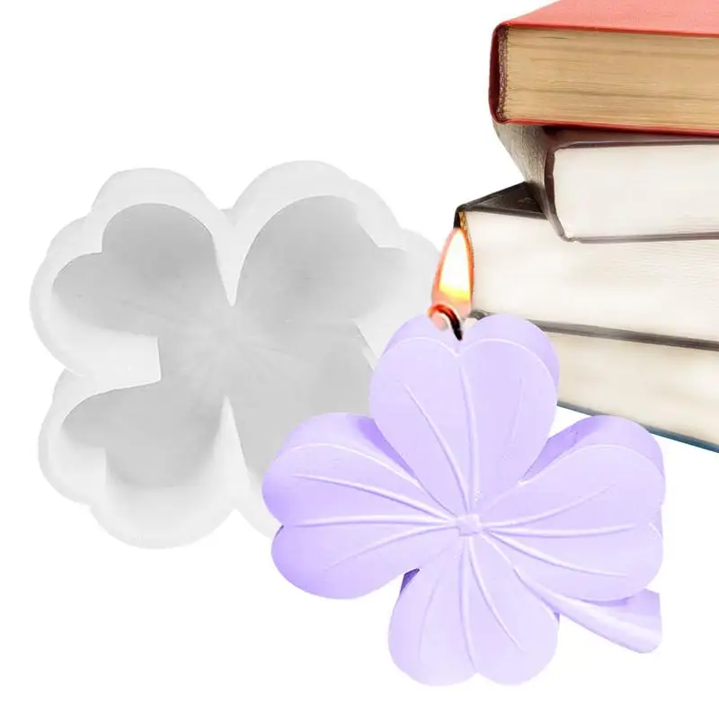 Lucky Shamrock Silicone Mold Four Leaf Silicone Lucky Fondant Moulds Epoxy Casting Resin Candle Mold Four-Leaf Shamrock Shape