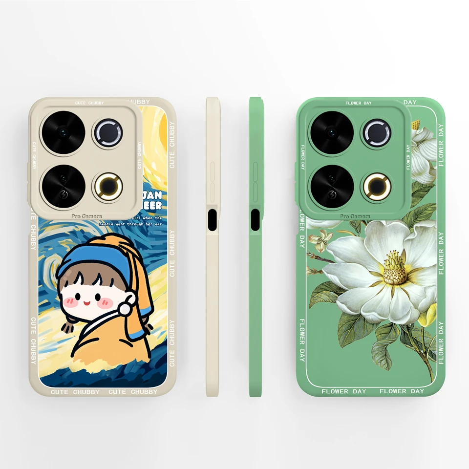 Pretty Flower Cute Girl Silicone Protective Case - Soft, High-Quality Bumper, Anti-Fall Design