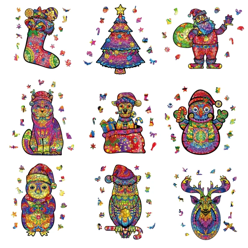 

Wooden Puzzles for Children Adults Casual Puzzles Game Christmas Halloween 3D Decoration Puzzle Kids Toys and Holiday Gift