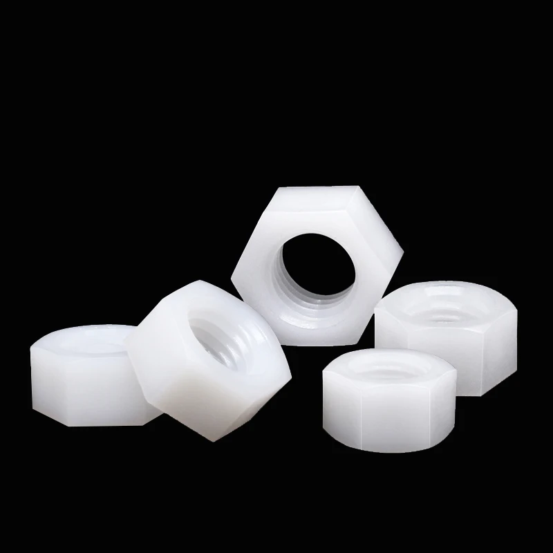 5-50pcs M2 M2.5 M3 M4 M5 M6 M8 M10 M12 M14 M16 M18 M20 White Or Black Plastic Nylon Hex Hexagon Nut Din934 steel hex nut