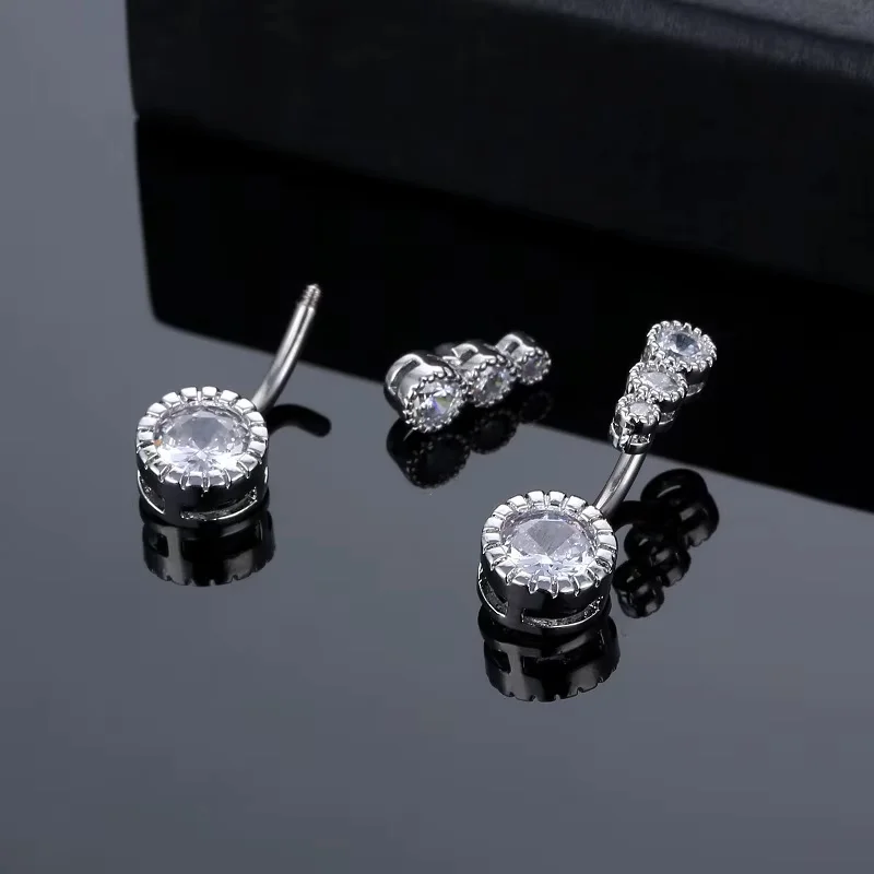 1Pc Round Cubic Zircon Chest Button Ring For Women Navel Exposed Shining Bellybutton Nail Ring Jewelry Bellybutton Perforated piercing jewelry body piercing jewelry body jewelry belly button earrings belly button piercings