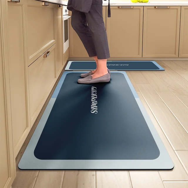 Tappetini da cucina Morbidi impermeabili antiscivolo Tappetini da ingresso per il bagno Tappetini per la casa a strisce lunghe Tappetini assorbenti per l'acqua 4