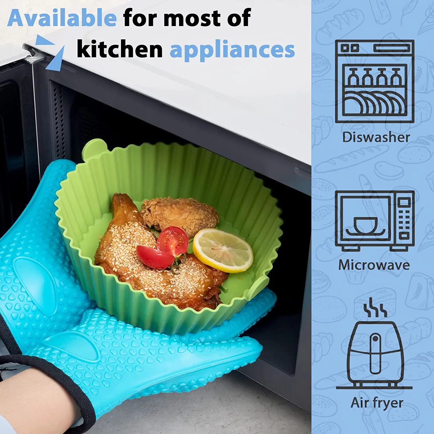 Air Fryer Silicone Pot Baking Basket Liner Mat Non-Stick for Oven Baking  Tray