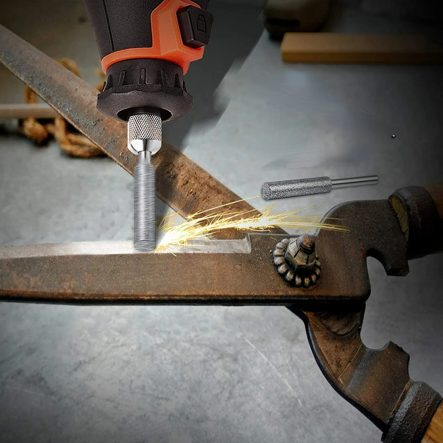 Chainsaw Sharpener 5pcs Drill Chain Saw Sharpen Tool Set Electric Blade Sharpening File 3pcs Diamond Sharpening Wheel