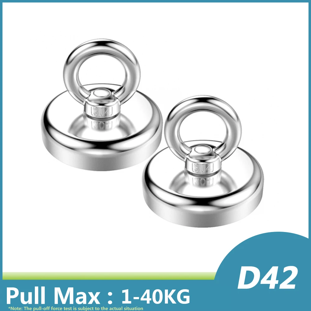 Strong Salvage Fishing Magnet D42 Salvage Fishing Hook Magnets D42mm Permanent Powerful Magnetic Magnet S304 Ring D42